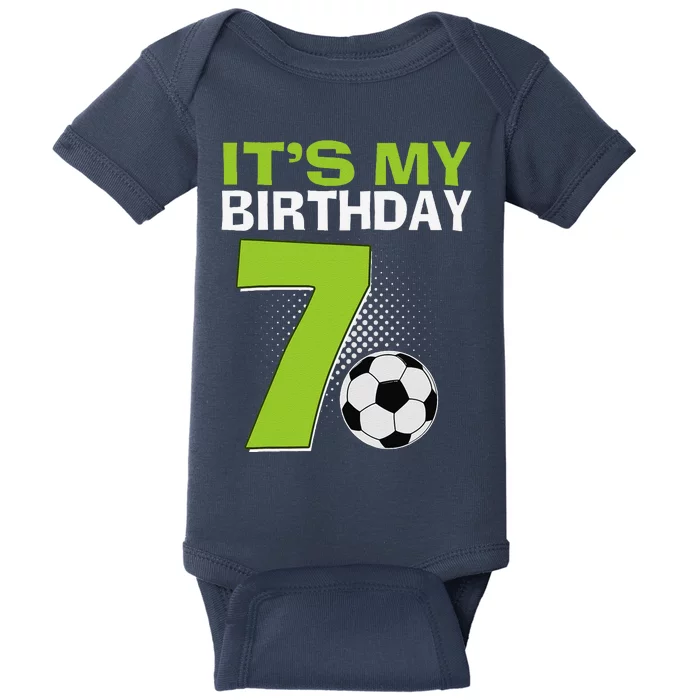 ItS My 7th Birthday Boy Soccer Football 7 Years Old Baby Bodysuit