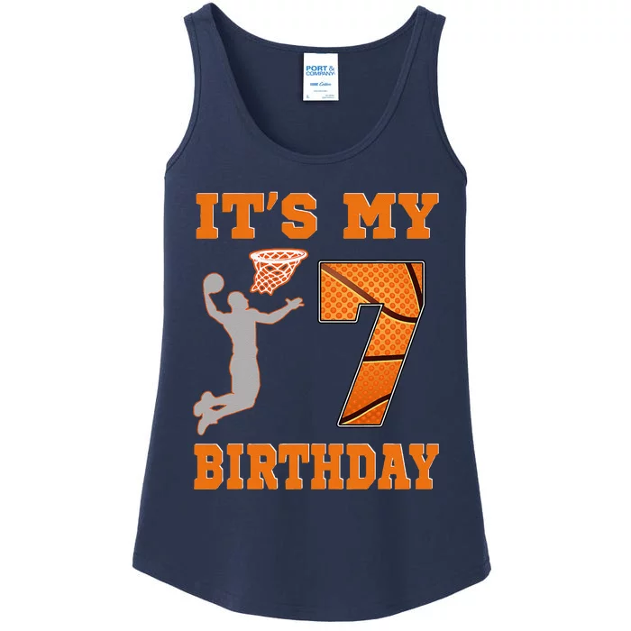 ItS My 7th Birthday Basketball Dunk Boy 7 Years Old Ladies Essential Tank