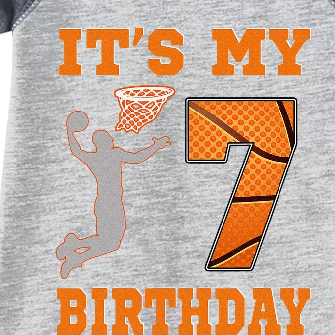 ItS My 7th Birthday Basketball Dunk Boy 7 Years Old Infant Baby Jersey Bodysuit