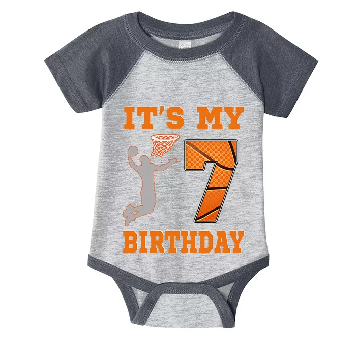 ItS My 7th Birthday Basketball Dunk Boy 7 Years Old Infant Baby Jersey Bodysuit