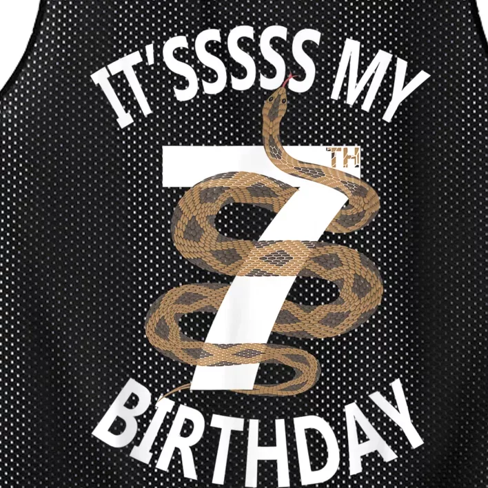 Its My 7th Birthday 7 Years Old Snake Boy And Girl Party Mesh Reversible Basketball Jersey Tank