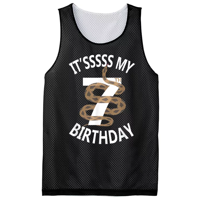 Its My 7th Birthday 7 Years Old Snake Boy And Girl Party Mesh Reversible Basketball Jersey Tank