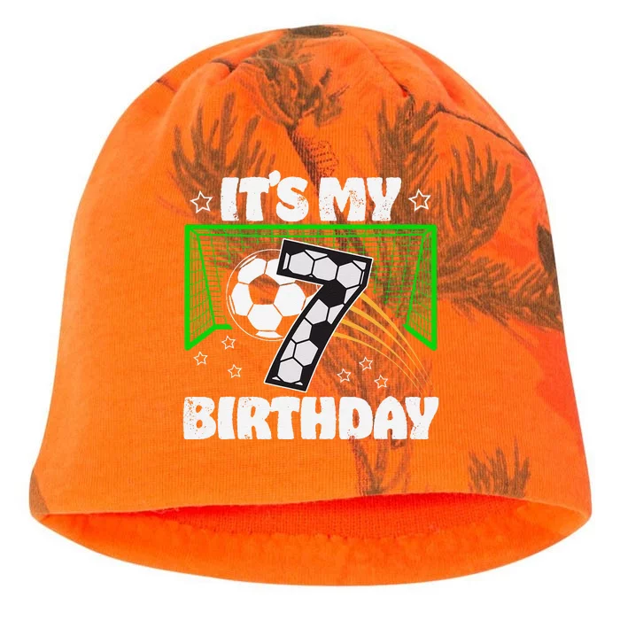 ItS My 7th Birthday Boy Soccer Football 7 Years Old Kati - Camo Knit Beanie