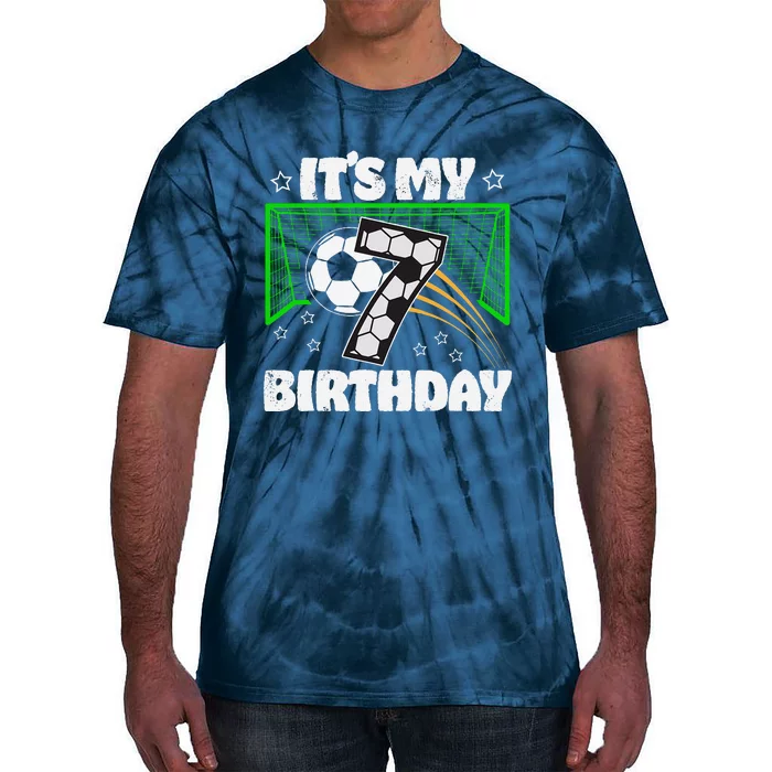 ItS My 7th Birthday Boy Soccer Football 7 Years Old Tie-Dye T-Shirt