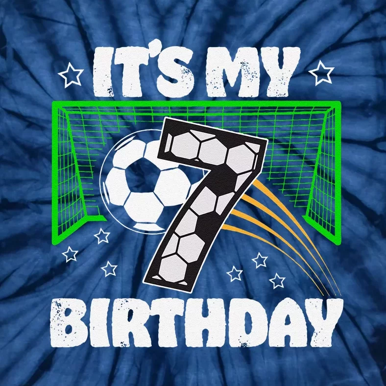 ItS My 7th Birthday Boy Soccer Football 7 Years Old Tie-Dye T-Shirt