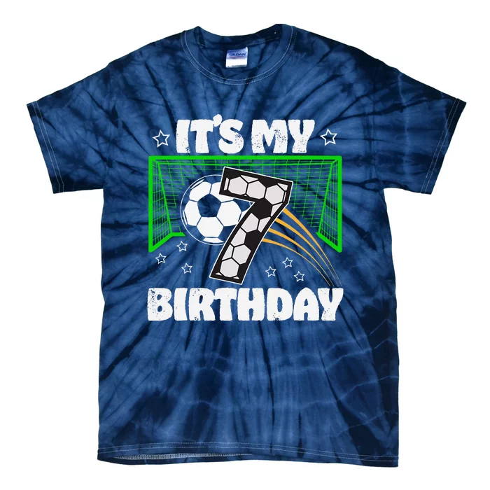 ItS My 7th Birthday Boy Soccer Football 7 Years Old Tie-Dye T-Shirt