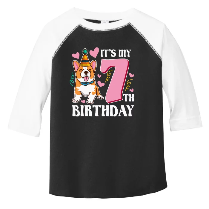 Its My 7th Birthday Dog Theme Bday Party Celebration Toddler Fine Jersey T-Shirt