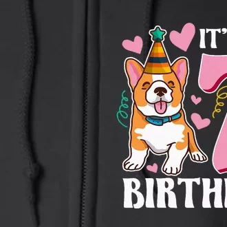 Its My 7th Birthday Dog Theme Bday Party Celebration Full Zip Hoodie