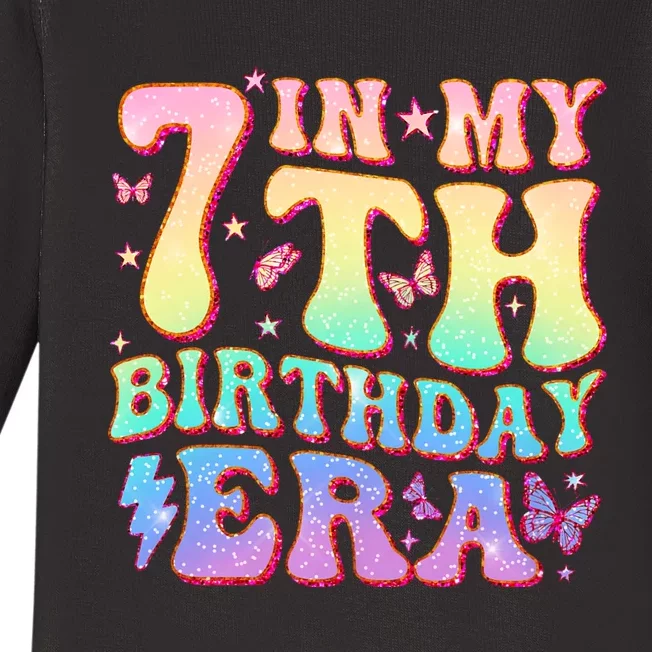 In My 7th Birthday Era Seven Bday 7 Year Old Birthday Girl Baby Long Sleeve Bodysuit