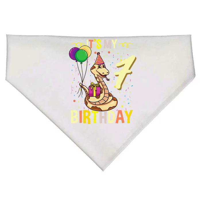 Its My 7th Birthday Snake Reptile Lover USA-Made Doggie Bandana