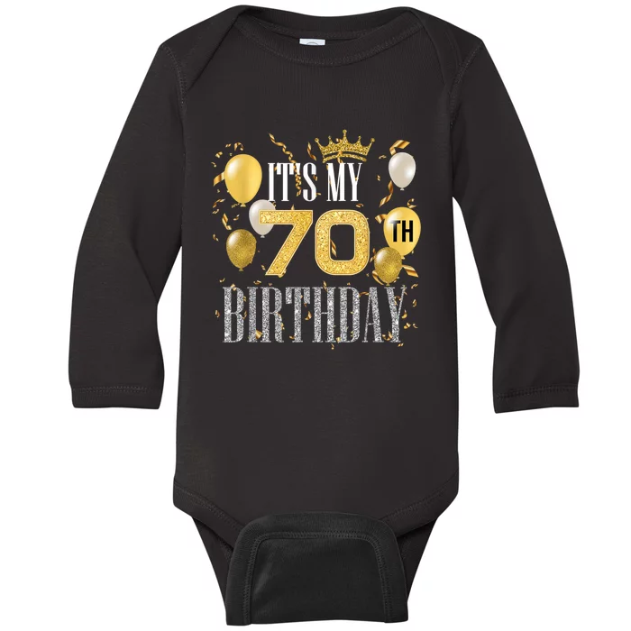 It's My 70th Birthday Cool 70 Years Old Birthday Party Baby Long Sleeve Bodysuit