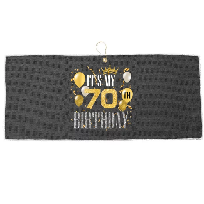 It's My 70th Birthday Cool 70 Years Old Birthday Party Large Microfiber Waffle Golf Towel