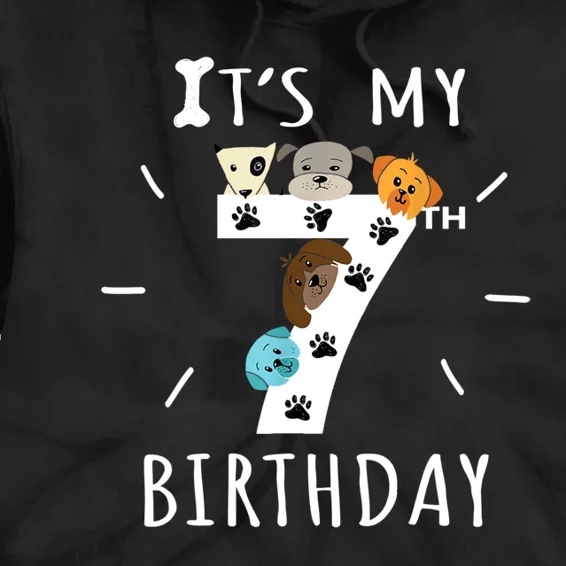 It's My 7th Birthday Dog Lover Theme 7 Years Old Puppy TShirt Tie Dye Hoodie