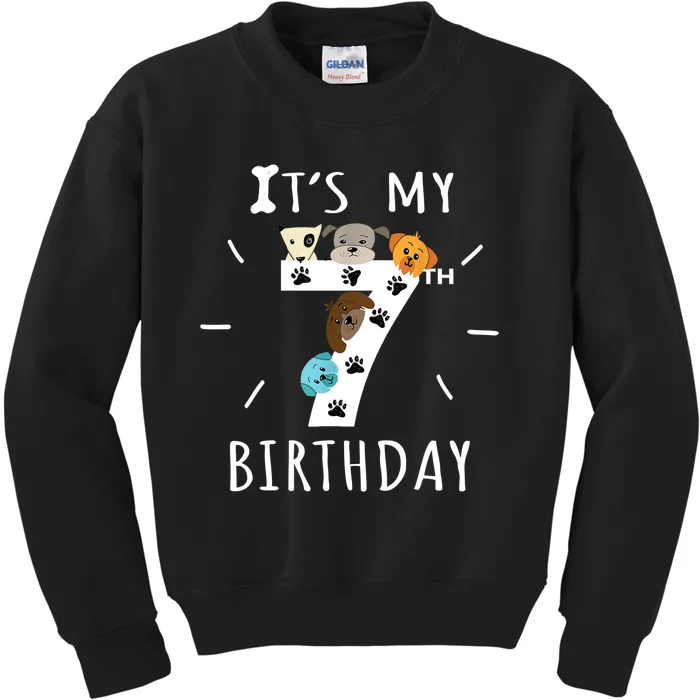 It's My 7th Birthday Dog Lover Theme 7 Years Old Puppy TShirt Kids Sweatshirt