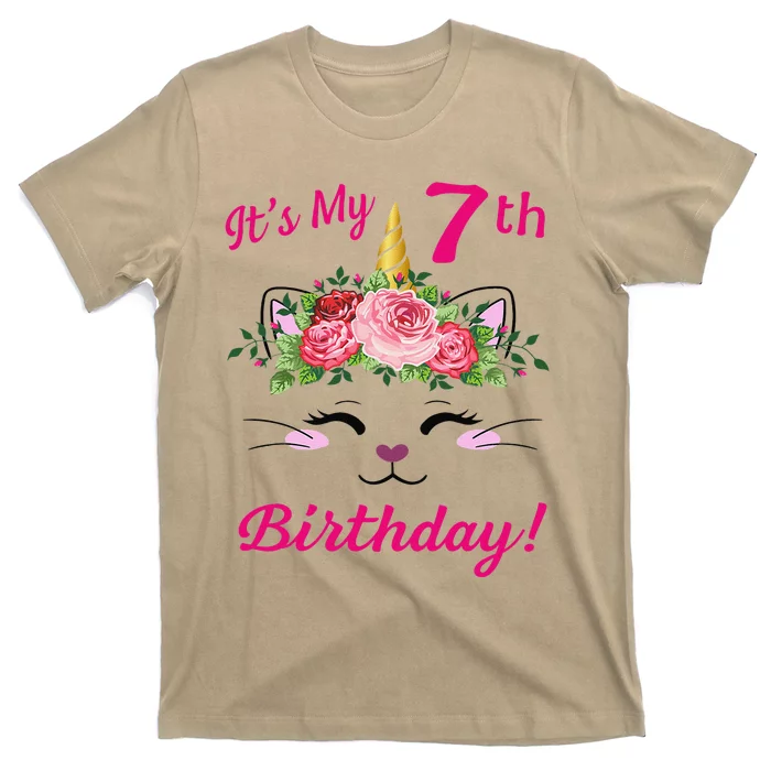 Its My 7 Birthday Caticorn Outfits For T-Shirt