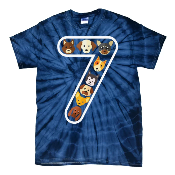 Its My 7th Birthday Dog Lover 7 Years Cute Puppies Tie-Dye T-Shirt