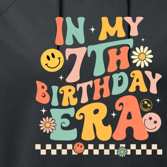 In My 7th Birthday Era Kids 7 Years Old Birthday Boy Girl Performance Fleece Hoodie