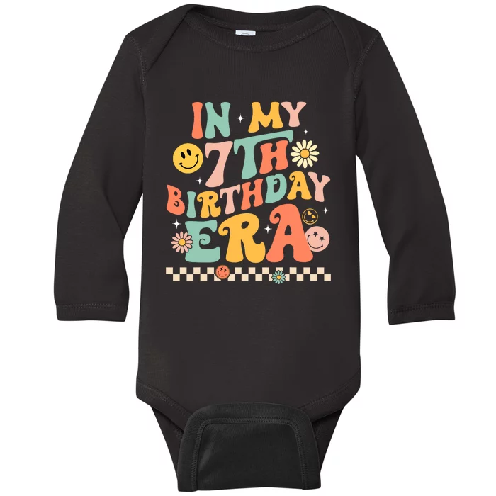 In My 7th Birthday Era Kids 7 Years Old Birthday Boy Girl Baby Long Sleeve Bodysuit