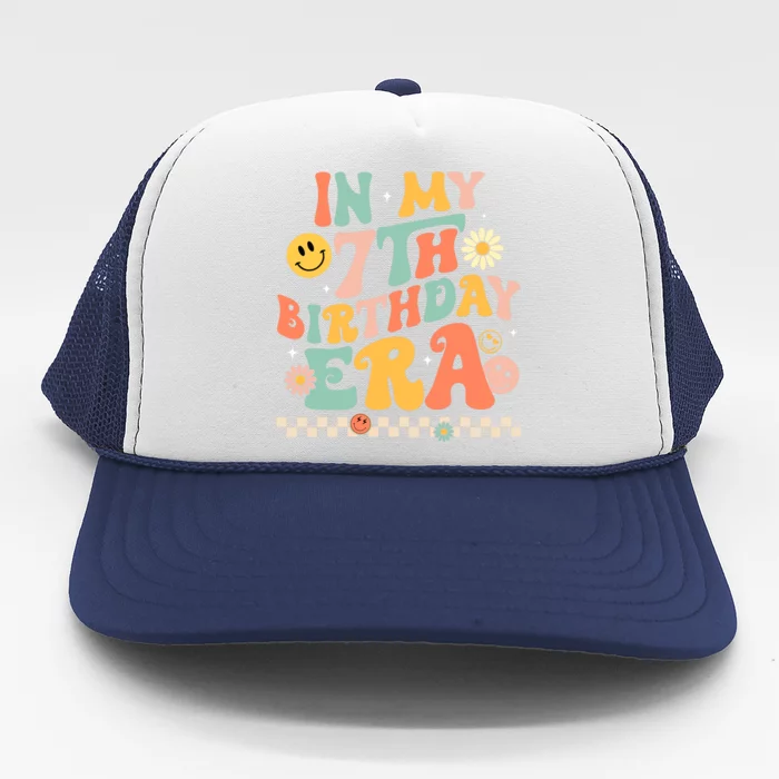 In My 7th Birthday Era Kids 7 Years Old Birthday Boy Girl Trucker Hat