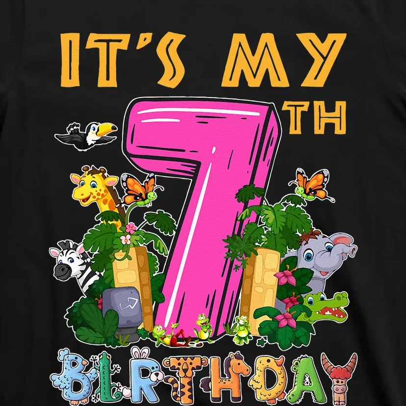 It's My 7th Birthday Safari Jungle Zoo Birthday 7 Year Old T-Shirt