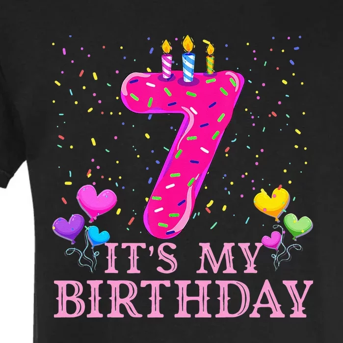 It's My 7th Birthday Sweet donut Happy 7 Year Old Garment-Dyed Heavyweight T-Shirt