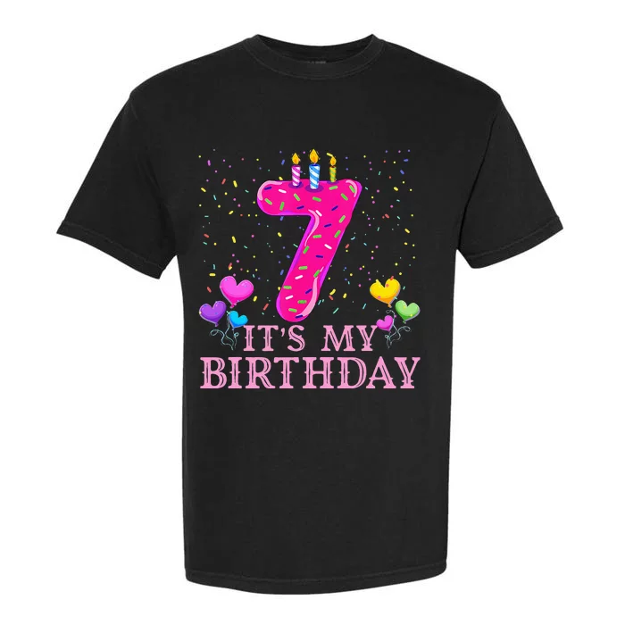 It's My 7th Birthday Sweet donut Happy 7 Year Old Garment-Dyed Heavyweight T-Shirt