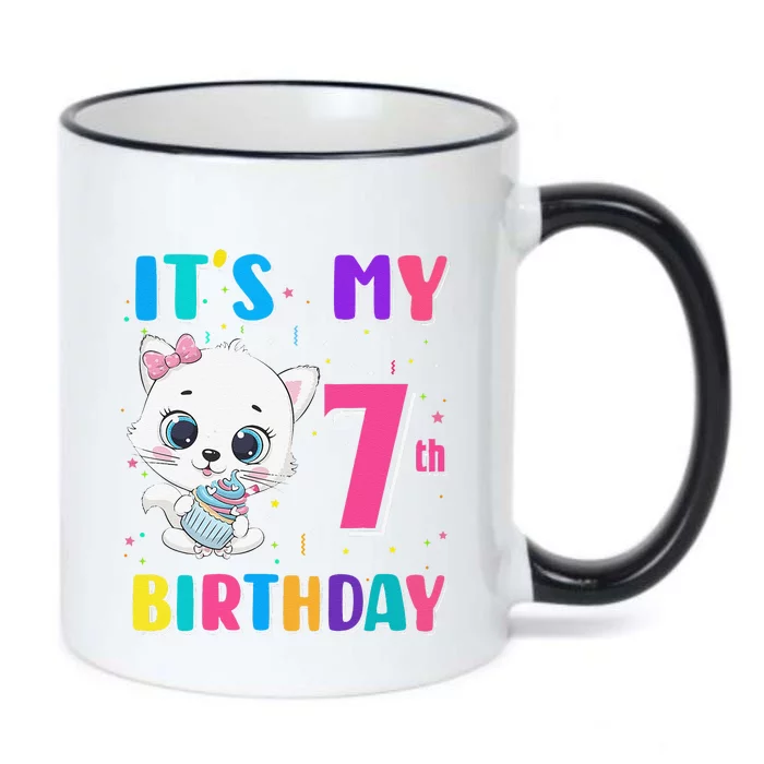 It's My 7th Birthday Funny Cat Birthday 7 Year Old Cute Black Color Changing Mug