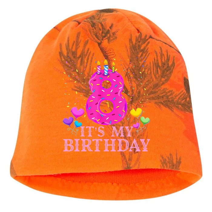 It's My 8th Birthday Sweet donut Happy 8 Year Old Kati - Camo Knit Beanie