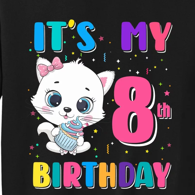 It's My 8th Birthday Girl Funny Cat Birthday 8 Year Old Sweatshirt