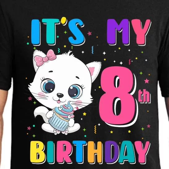 It's My 8th Birthday Girl Funny Cat Birthday 8 Year Old Pajama Set