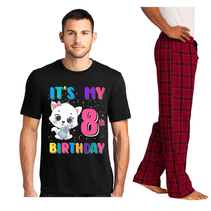 It's My 8th Birthday Girl Funny Cat Birthday 8 Year Old Pajama Set