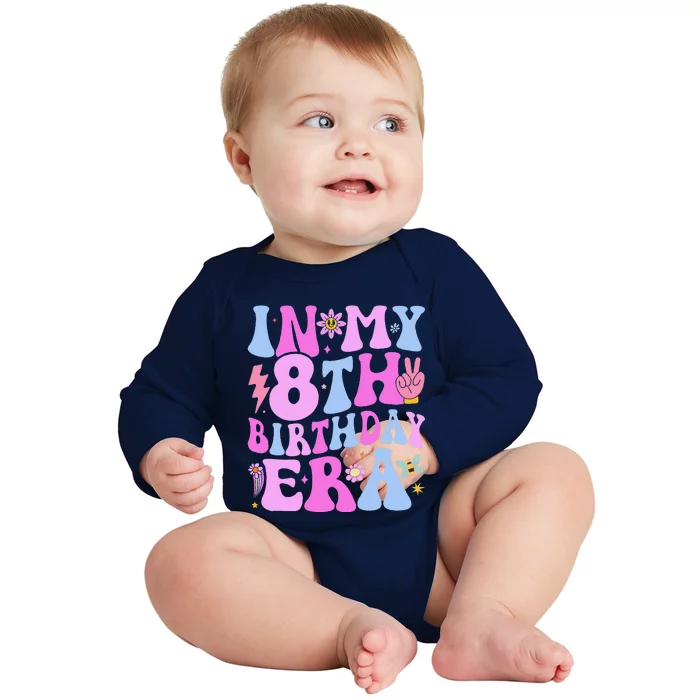 In My 8th Birthday Era Eight Bday 8 Year Old Birthday Girl Baby Long Sleeve Bodysuit