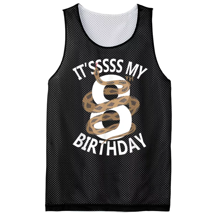 Its My 8th Birthday 8 Years Old Snake Boy And Girl Party Mesh Reversible Basketball Jersey Tank