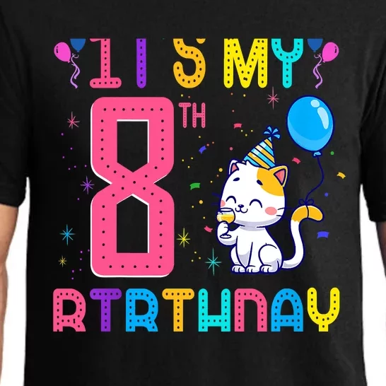 It's My 8th Birthday Cat Birthday 8 Yr Old Outfit Pajama Set