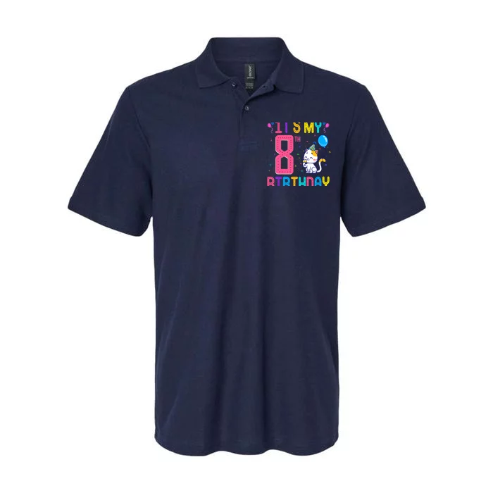 It's My 8th Birthday Cat Birthday 8 Yr Old Outfit Softstyle Adult Sport Polo