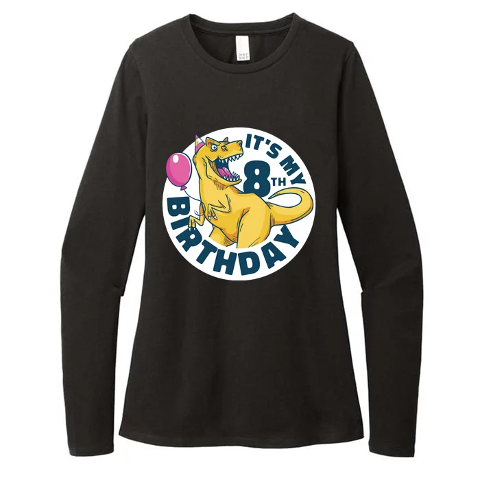 It's My 8th Birthday Dinosaur Womens CVC Long Sleeve Shirt