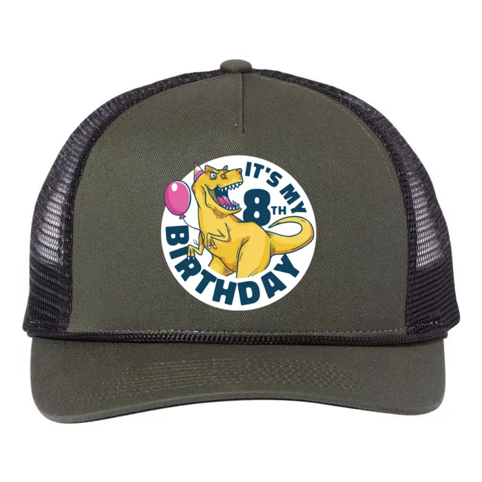 It's My 8th Birthday Dinosaur Retro Rope Trucker Hat Cap