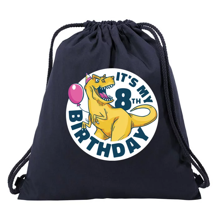 It's My 8th Birthday Dinosaur Drawstring Bag