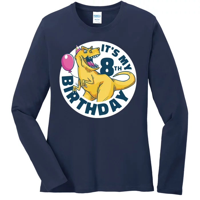 It's My 8th Birthday Dinosaur Ladies Long Sleeve Shirt