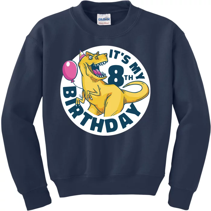 It's My 8th Birthday Dinosaur Kids Sweatshirt