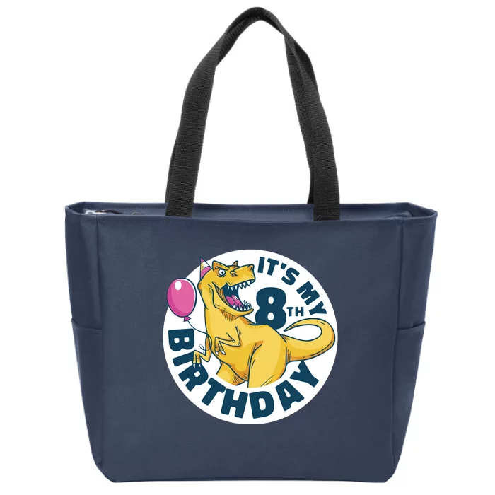 It's My 8th Birthday Dinosaur Zip Tote Bag