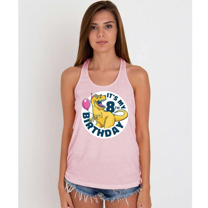 It's My 8th Birthday Dinosaur Women's Knotted Racerback Tank