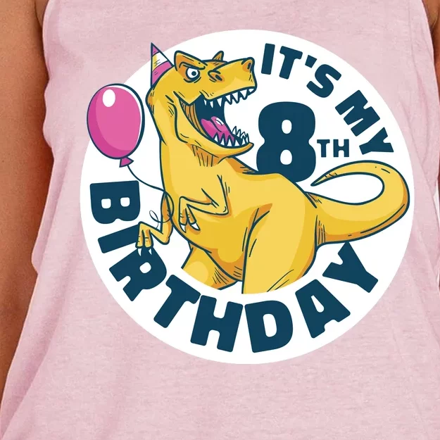 It's My 8th Birthday Dinosaur Women's Knotted Racerback Tank