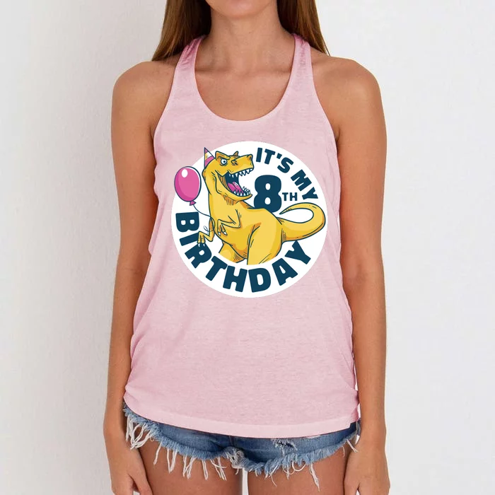 It's My 8th Birthday Dinosaur Women's Knotted Racerback Tank