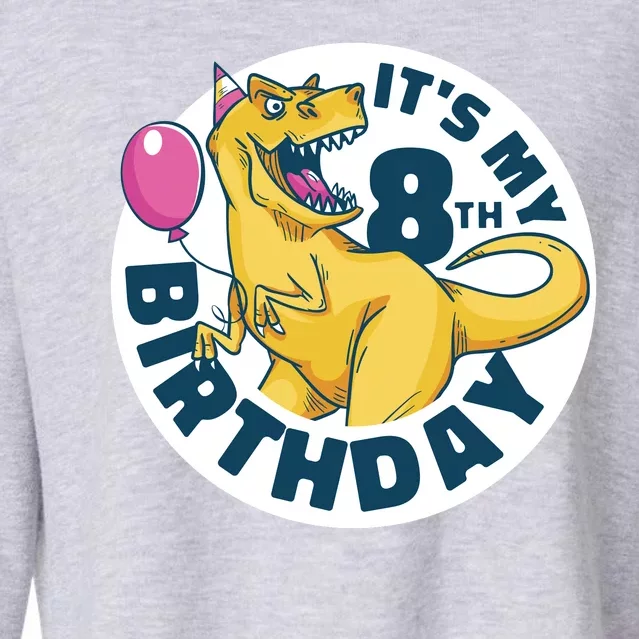 It's My 8th Birthday Dinosaur Cropped Pullover Crew