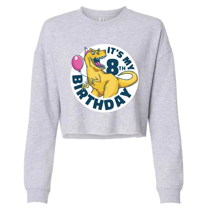 It's My 8th Birthday Dinosaur Cropped Pullover Crew