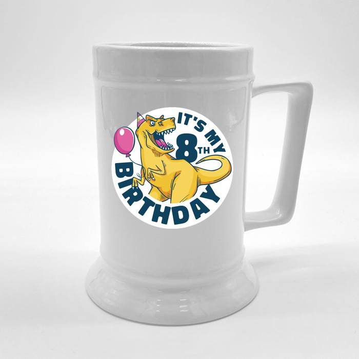 It's My 8th Birthday Dinosaur Front & Back Beer Stein