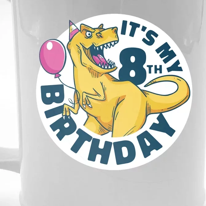 It's My 8th Birthday Dinosaur Front & Back Beer Stein