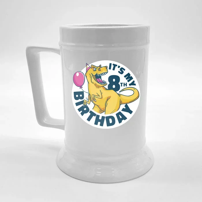 It's My 8th Birthday Dinosaur Front & Back Beer Stein