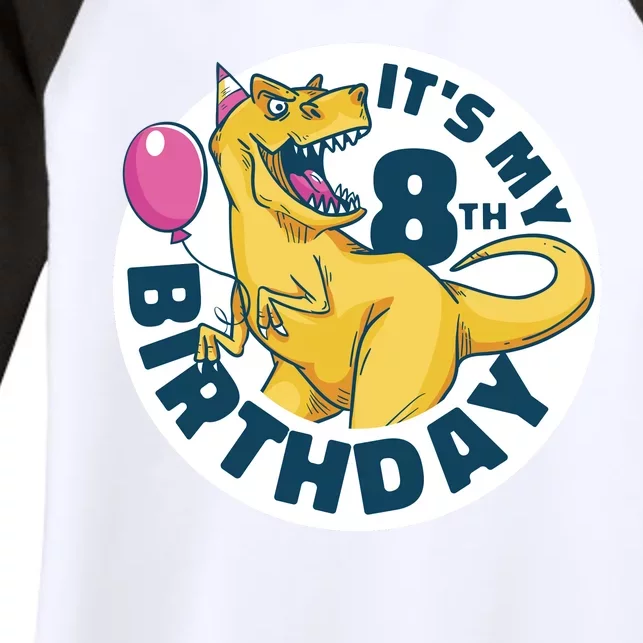 It's My 8th Birthday Dinosaur Women's Tri-Blend 3/4-Sleeve Raglan Shirt